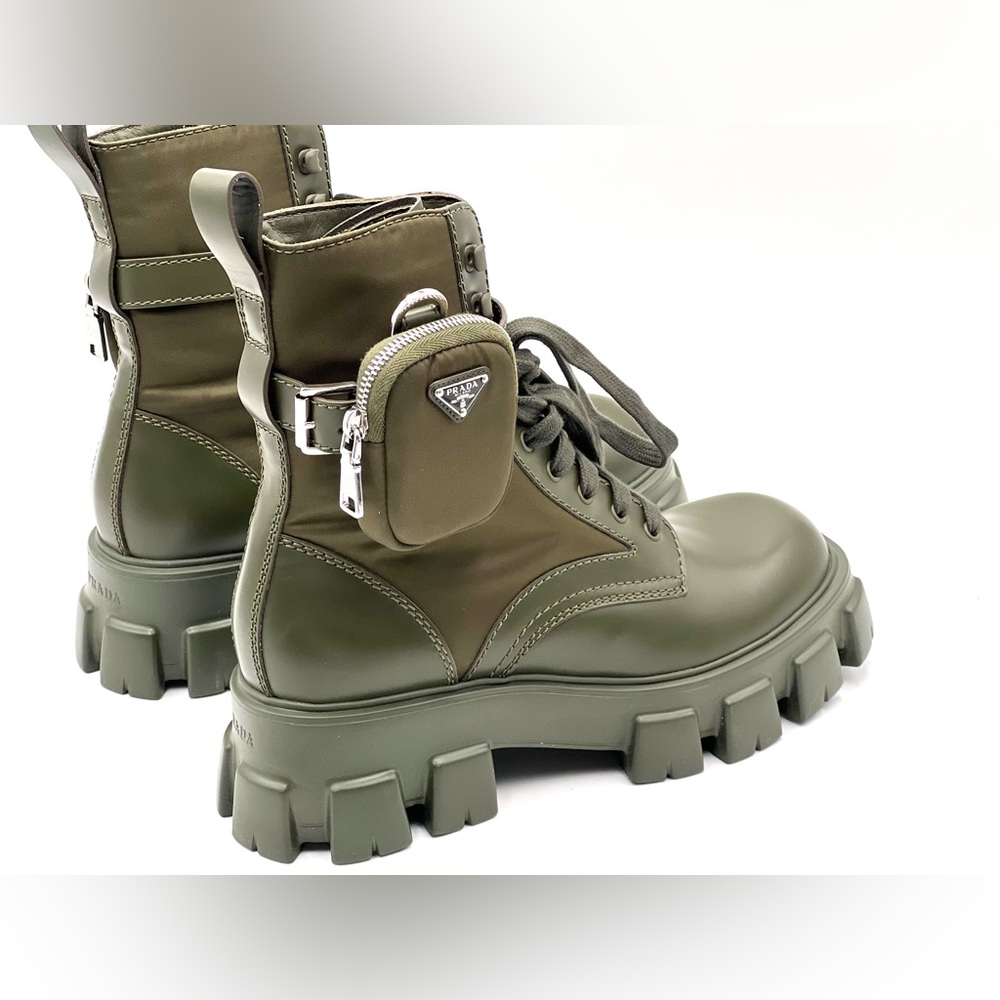 Prada Monolith Lug-Sole Leather Combat Boots - Picture 4 of 11